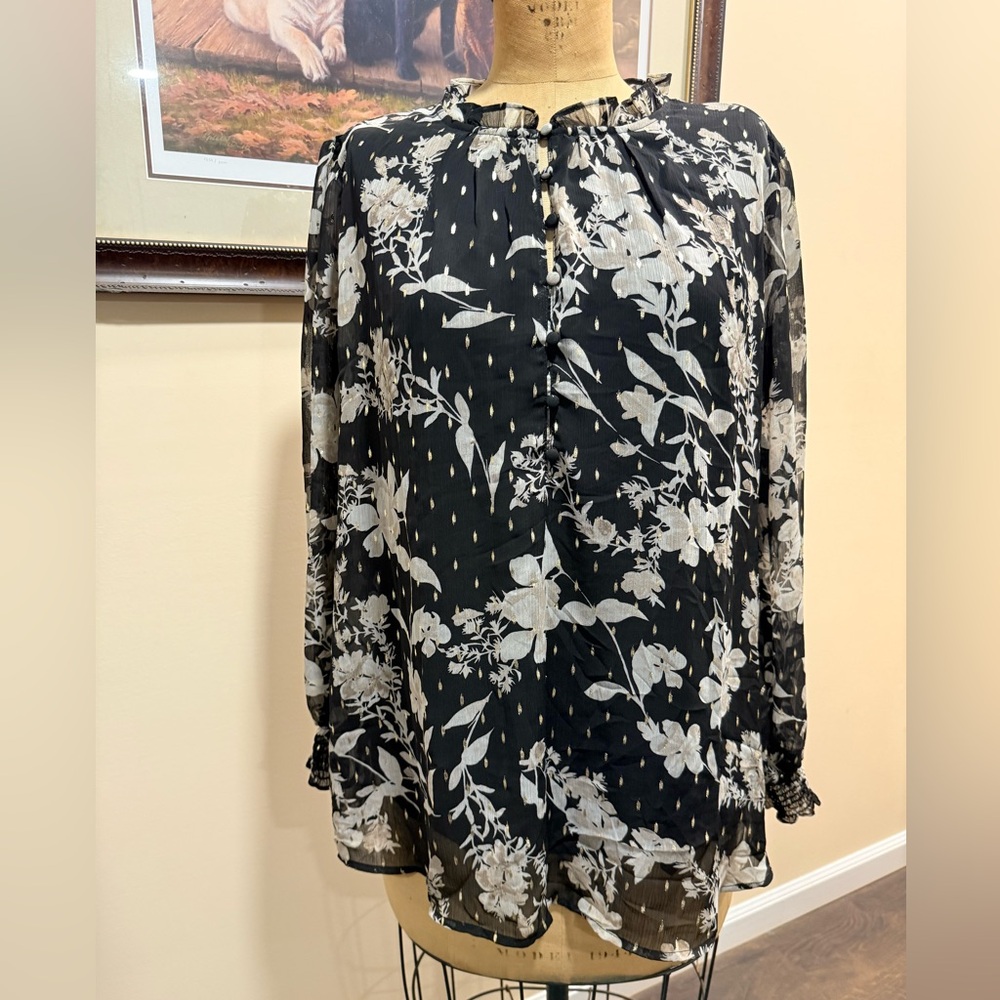 Tamara H. black Floral Blouse